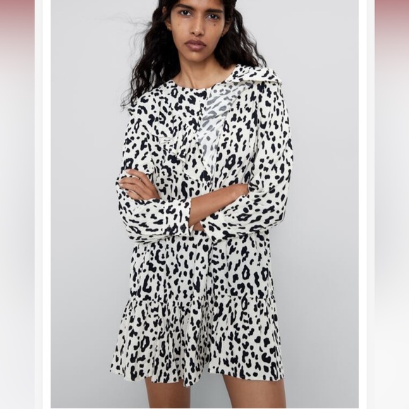 Zara Dresses & Skirts - NWOT Zara Animal Print Babydoll Mini Dress